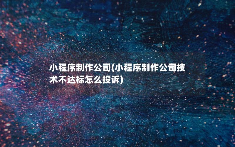 小程序制作公司(小程序制作公司技术不达标怎么投诉)