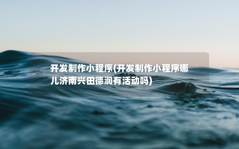 开发制作小程序(开发制作小程序哪儿济南兴田德润有活动吗)