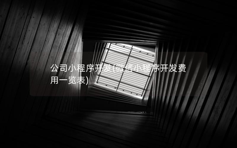 公司小程序开发(微信小程序开发费用一览表)