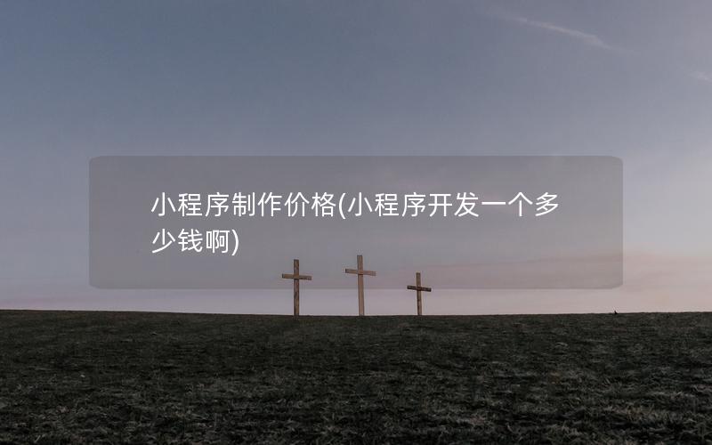 小程序制作价格(小程序开发一个多少钱啊)