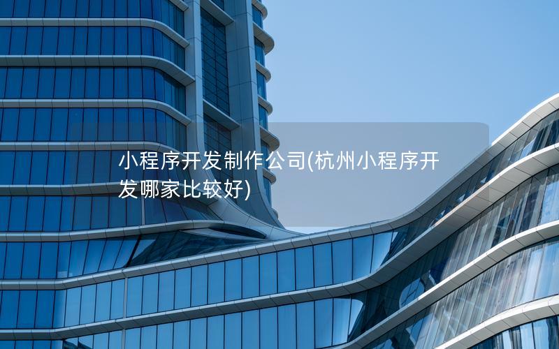 小程序开发制作公司(杭州小程序开发哪家比较好)